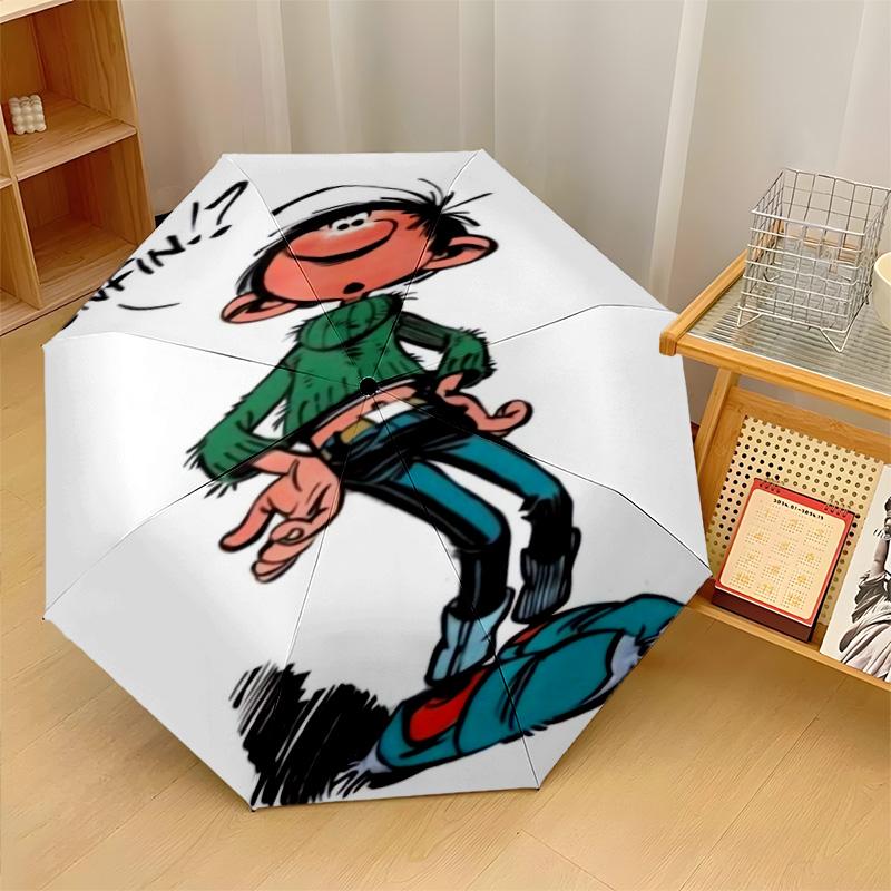 Gaston Lagaffe Windproof Auto 8 Rib Folding Umbrella Portable Outdoor Parasol