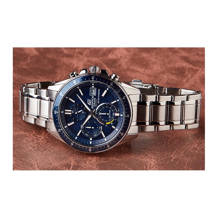 Casio Edifice Ocean Heart Classic Трехстрелочный Трехглазый Часы на Солнечной Батарее Кварцевые Мужские Часы Синие EFS-S510D-2AVUPR