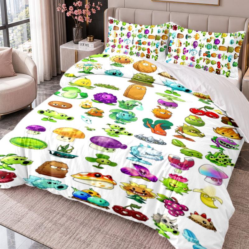 Plants vs. Zombies 3Pcs Bedding Set Duvet Cover With Two Pillowcases For Bedroom Home Decoration