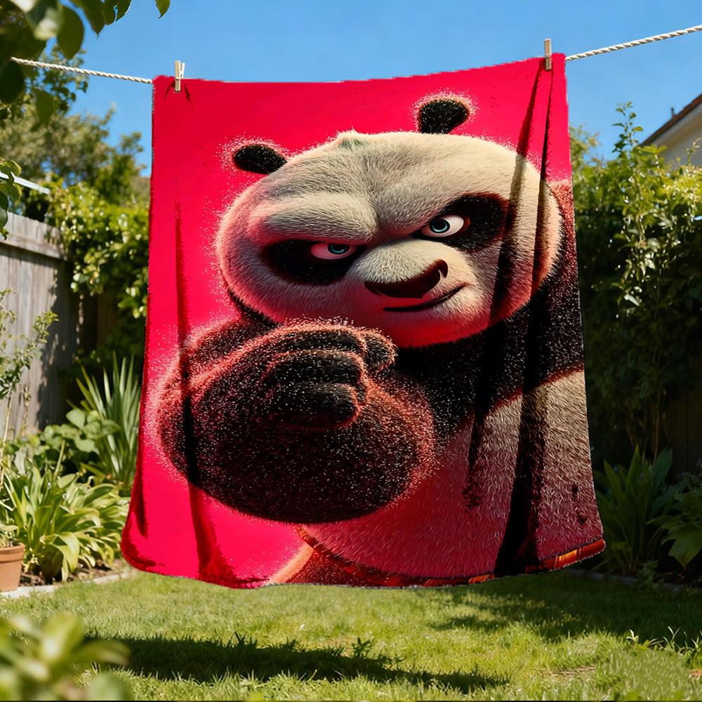 1pc KungFu Panda Outdoor Flannel Blanket, Soft,