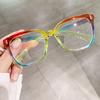 Fashion Computer Glasses for Woemn Vintage Street Photo Square Large Frame Myopia Eyewear Gradient Anti-blue Light Glasses