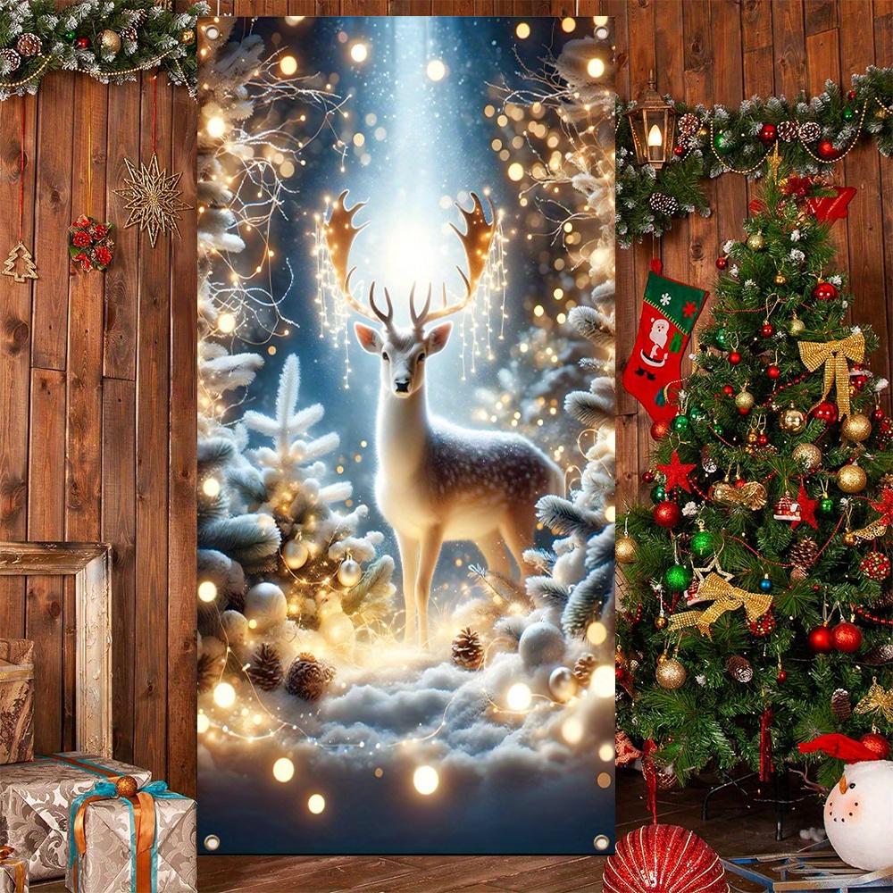 Рождественский Баннер 'Merry Banner' с Праздничным Оленем, Полиэстеровая Накидка на Дверь, Неэлектрический Праздничный Декор для Вечеринки на Новый Год и Рождество