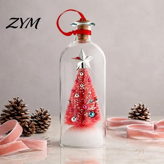 Desktop Christmas Atmosphere Light Recordable Message in A Bottle, Voice Recording Holiday Keepsake with Greeting Gift Playback Cork, Snowy