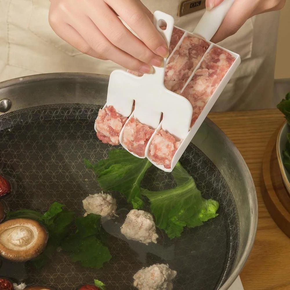 1 шт. Кухонная учетверенная машина для риса, мяса, пельменей, рыбных фрикаделек, бытовая форма, пластиковая ложка, обработка мясной начинки