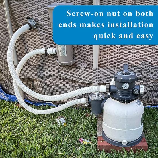 Stretchable Corrugated Structure Pool Hose with Clamps Easy Installation Pool Filter Pump Replacement Hose for INTEX Adapter