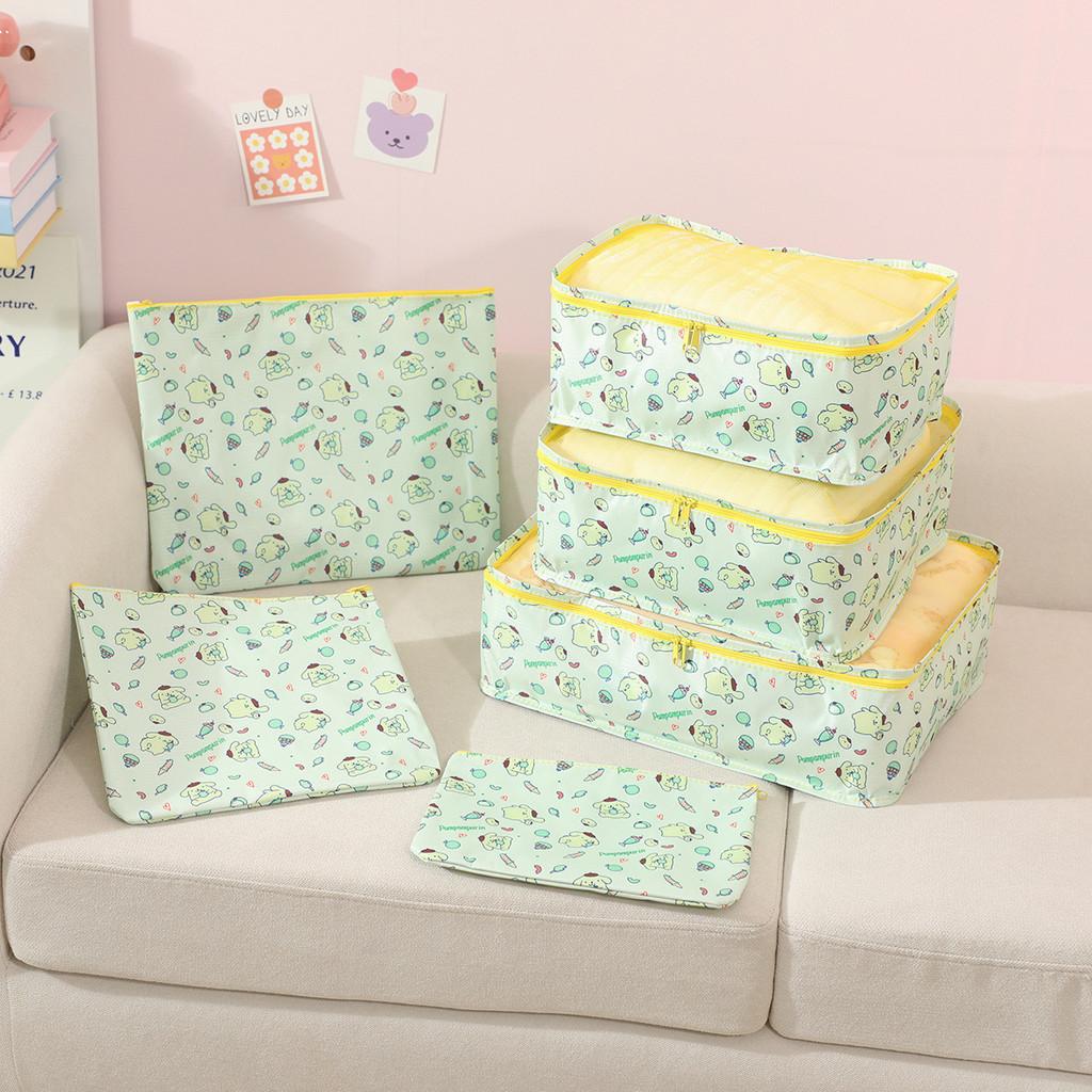 Cute Hello Kitty Kuromi My Melody Pattern Waterproof Storage Six Piece Set For Packing And Organization