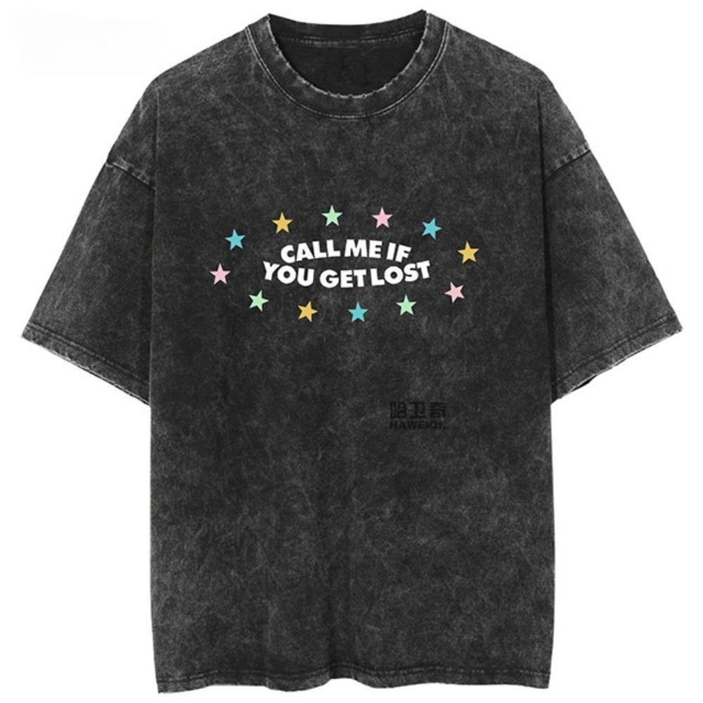 Vintage Star Slogan Graphic T-Shirt Black Streetwear Tee Harajuku Aesthetic Casual Top Unisex Oversized Shirt for Men Women
