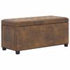 Ottoman with Storage Space 87.5 cm Brown Faux Suede Look