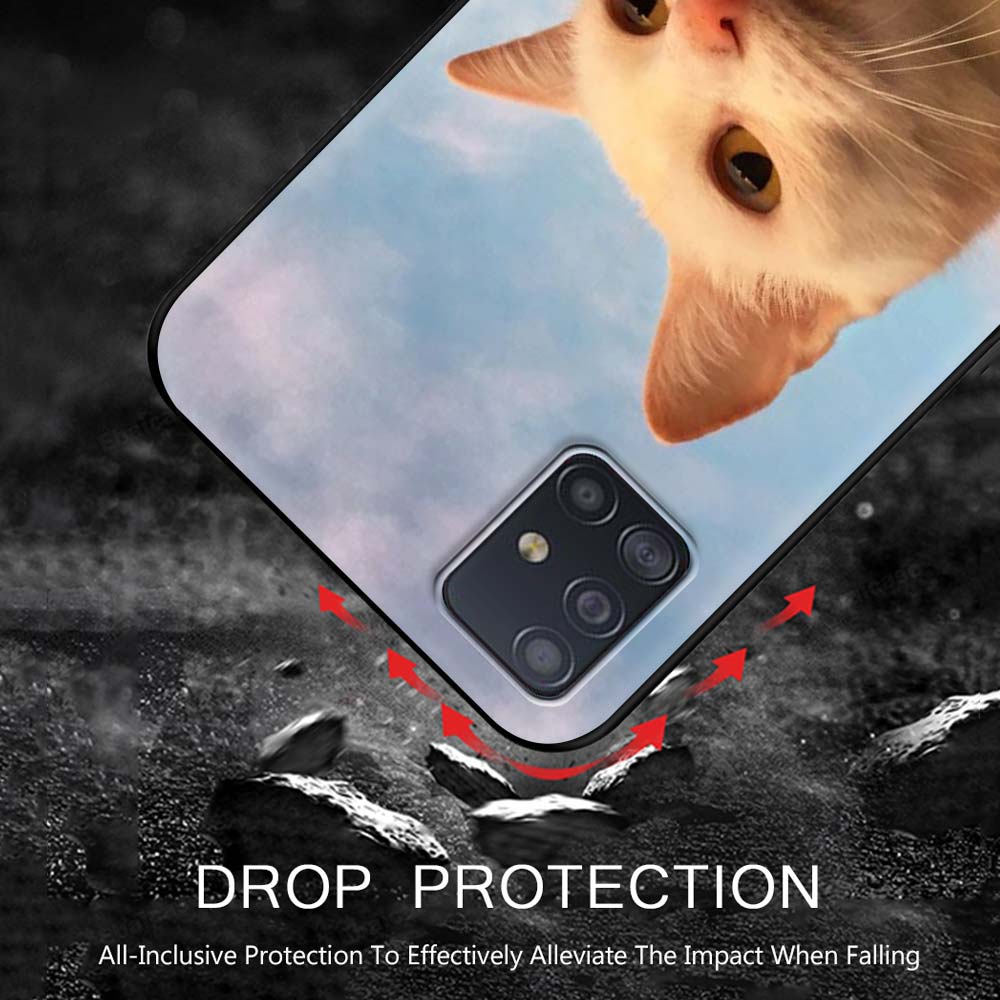 Забавный чехол для телефона с котенком и кошкой для Samsung Galaxy A51 A71 A21S A03s A13 A33 A53 A11 A31 A52 A41 A32 5G A01, черный силиконовый чехол