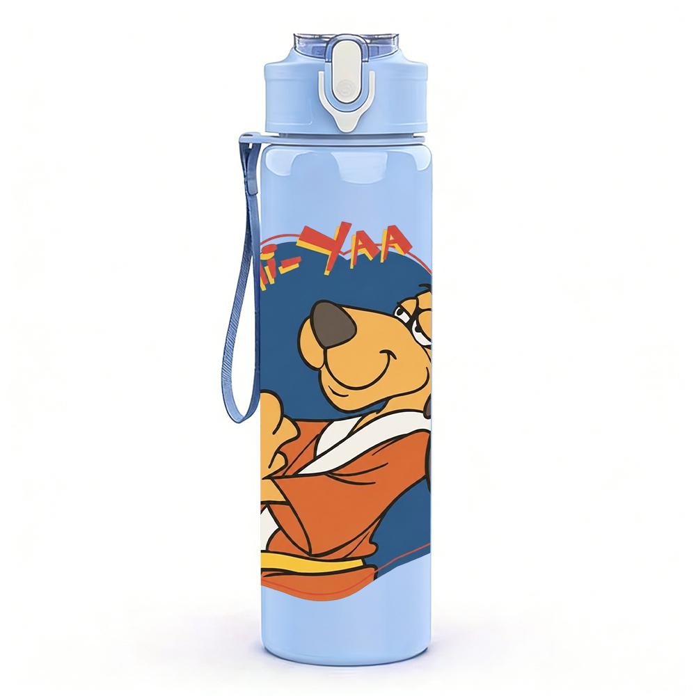 1PC Retro Bear Cartoon Character Print 750ml Portable Sports Water Bottle Leakproof Travel Gym Drink Cup