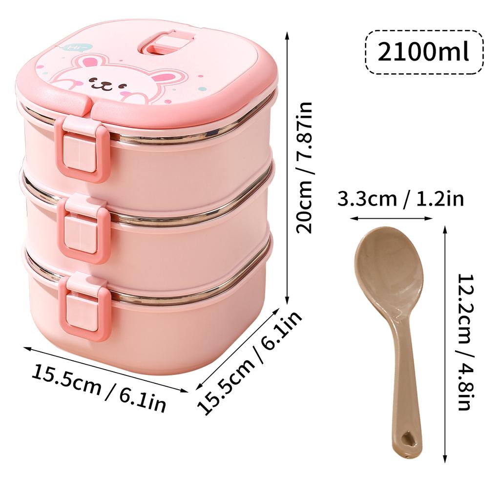 WORTHBUY Portable Food Storage Box Multi Layer Fruit Vegetable Storage Container 304 Stainless Steel Bento Lunch Box With Spoon