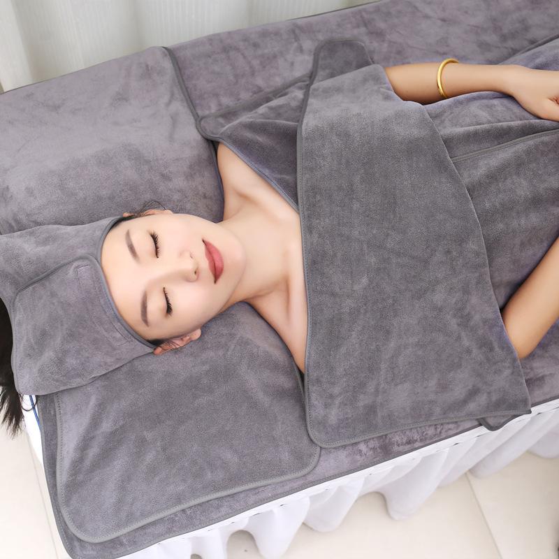 Комплект из 3 полотенец для салонов красоты из волокнистых тканей: тюрбан + полотенце + наволочка, полотенца для СПА-массажа, платок на голову, толстое быстросохнущее впитывающее полотенце