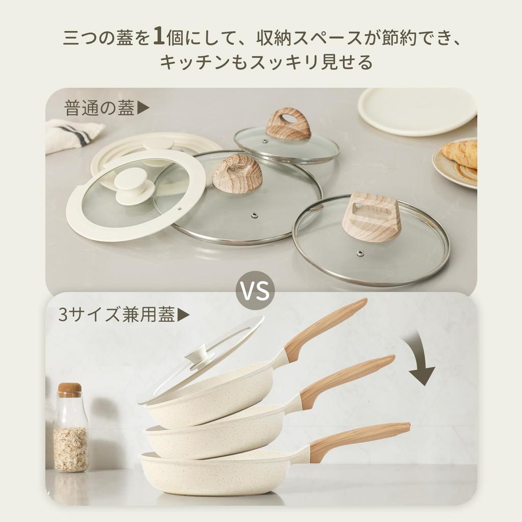 Крышка для кастрюли CAROTE, сковорода, 16 см, 18 см, 20 см, силиконовая крышка, стеклянная крышка, термостойкая, 240 градусов, стильная и симпатичная, место для хранения, можно мыть в посудомоечной машине, белая