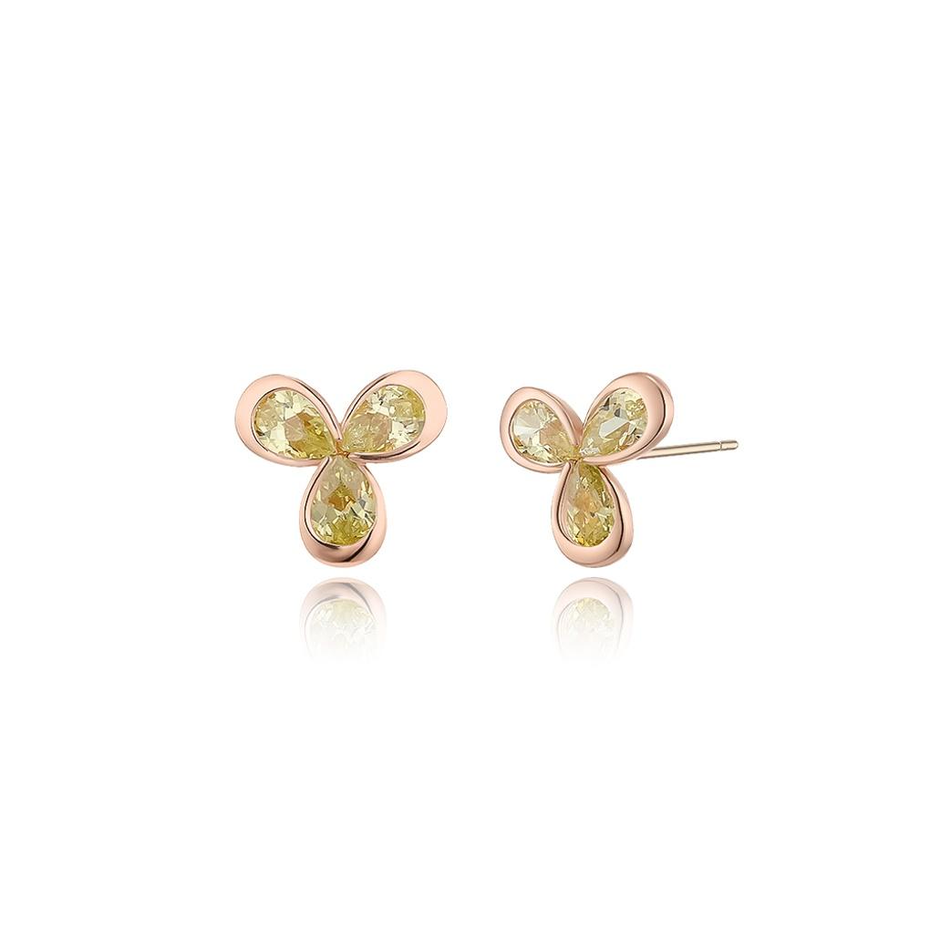 LLOYD Lucky Flower Peridot Clover 14k Gold Earrings LPFM4066G