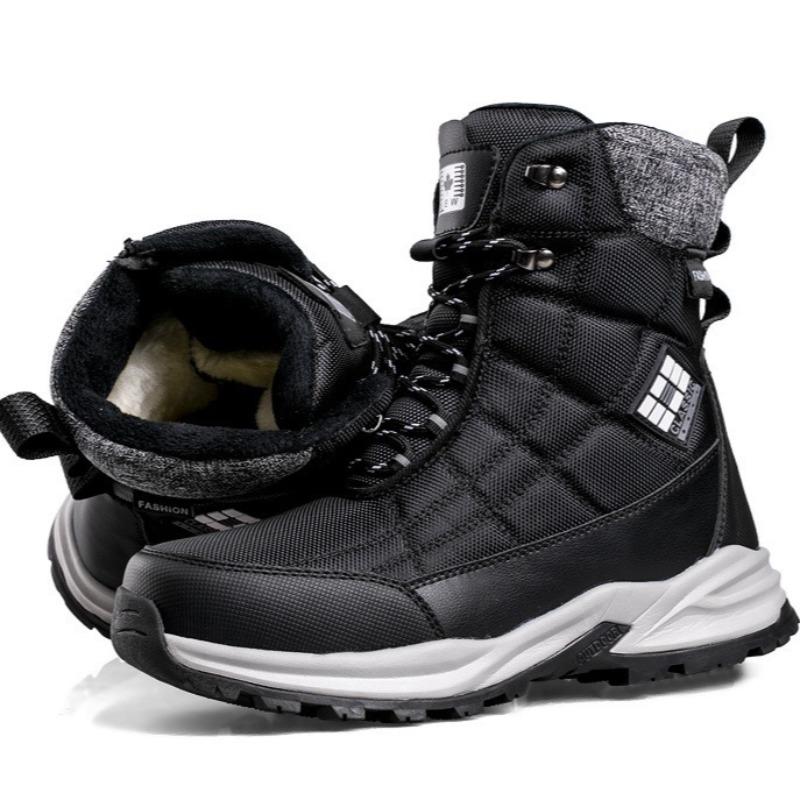 Зимние ботинки для мужчин Модные уличные водонепроницаемые сноубутсы Утепленные плюшем Теплая зимняя обувь Высокие хлопковые ботинки Мужские зимние ботинки
