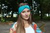Stylish Turquoise Cotton Women' Headband - Shaped Spring Summer