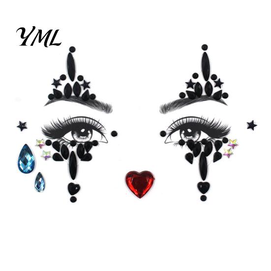 Easter Eve Party Gems Face Makeup Temporary Tattoo Sticker, Faux Crystal Jewelry Flash Nightclub Rhinestone Teardrop Eyeliner Decoration for