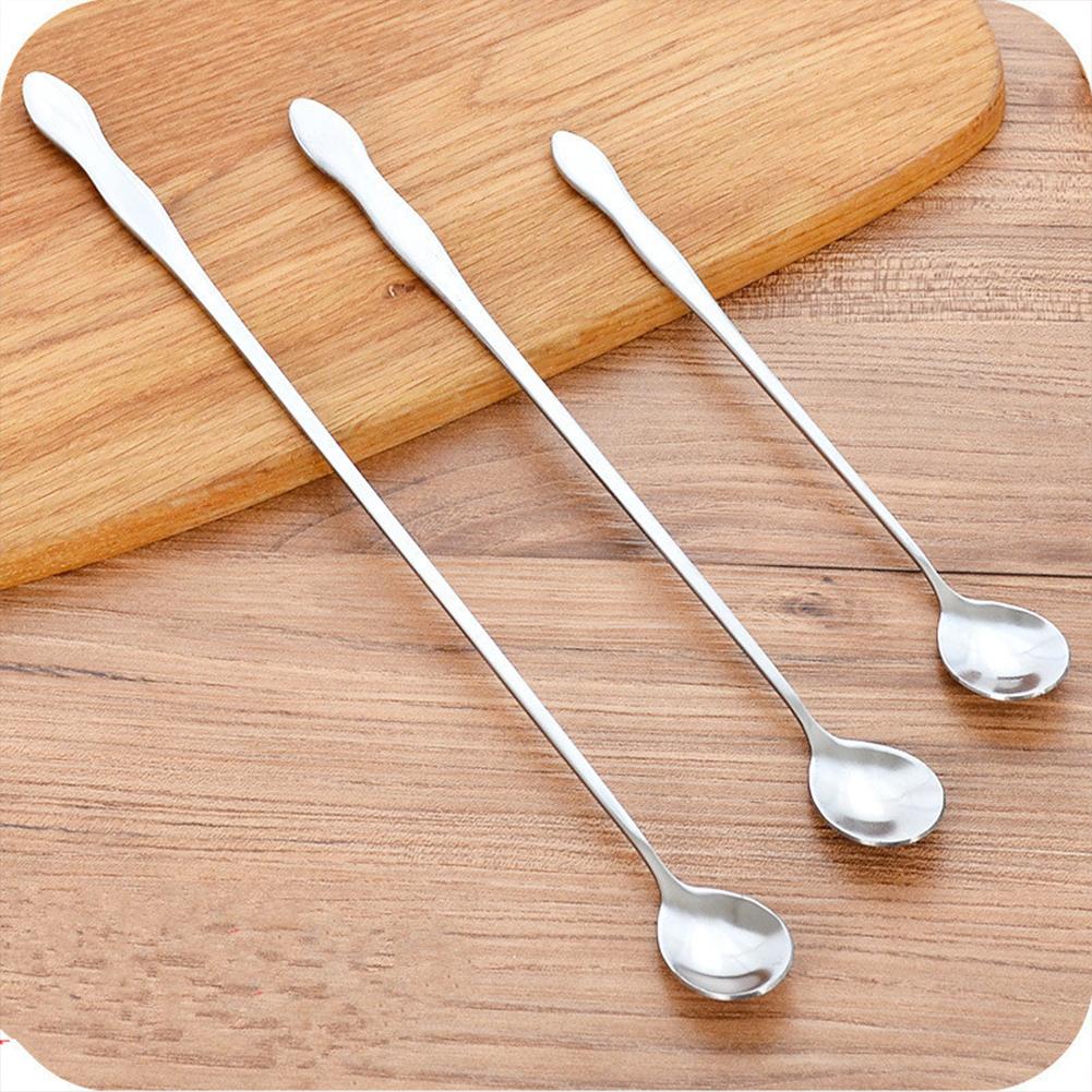 Stainless Steel Long Handle Mixing Spoon, Tea Coffee Ice Cream Dessert Round Head Spoons, 32cm 26cm 20cm Length Tableware Kitchen Tools