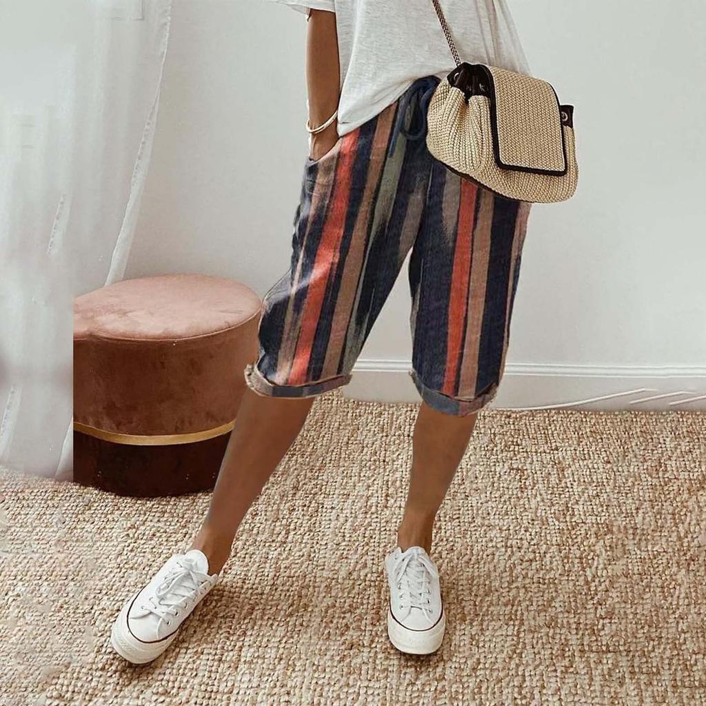 Womens Linen Shorts High Waisted Casual Shorts Drawstring Shorts With Pockets