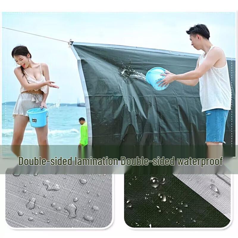 Junkiss Heavy-Duty Green-Silver Waterproof Tarpaulin