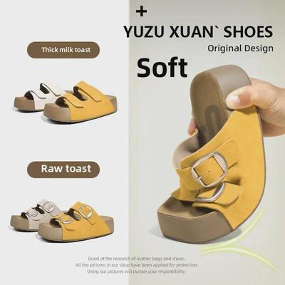 Nama Shoku Pan - Сандалии на толстой подошве с двумя ремешками на липучках 4,5 см