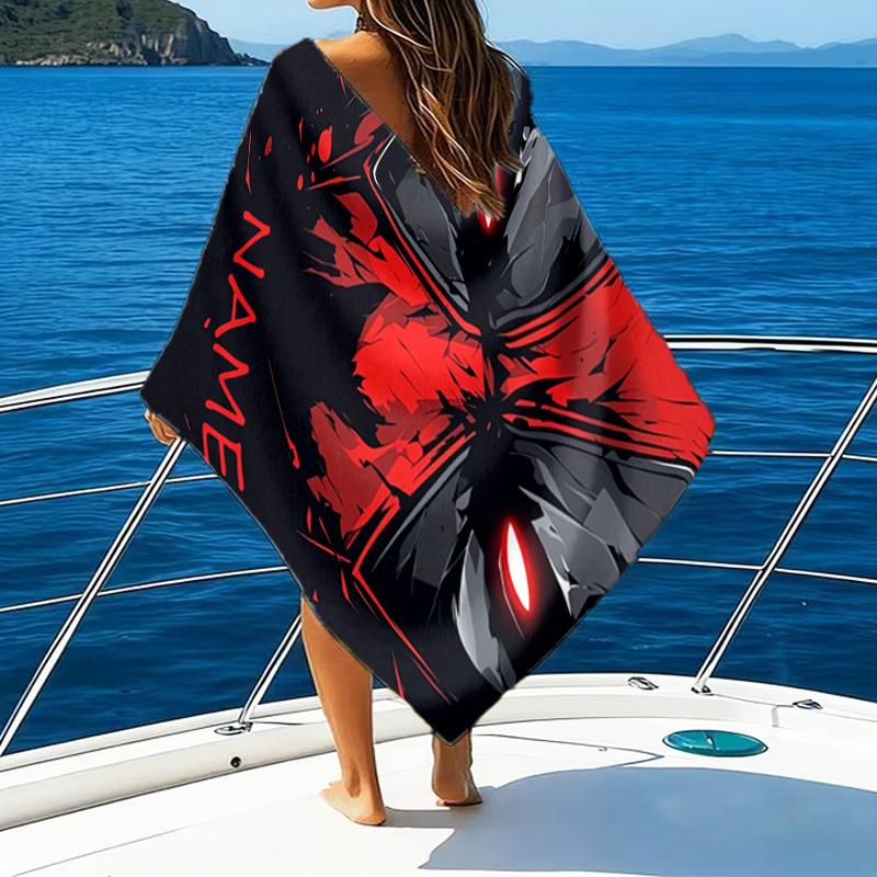 1pc Deadpool2 Beach Towel with Custom Name, Beach/Swimming/Bath/Picnic/Camping Towel, Suitable for Seaside Beaches