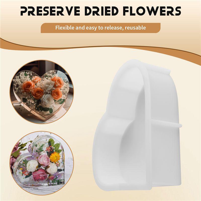 J1UL1N Large Silicone Molds For Resin, Heart Resin Mold, Epoxy Resin Molds For Flowers Preservation, Resin Art Casting