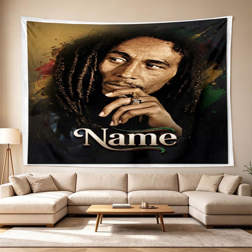 Bob Marley Music Legend Personalized Name Large Printed Wall Tapestry, Ideal Holiday Gifts, Room Decor for Dorm Bedroom Parties