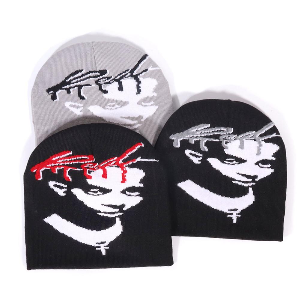 Fashion Figure Portraits And Letter Patterns Men Casual Knitted Hats For Winter