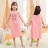 Kids Bath Skirt Rabbit Ear Absorbent Bath Towel Coral Velvet Dress Style Bath Wrap with Shoulder Straps for Beach Swimming Pool