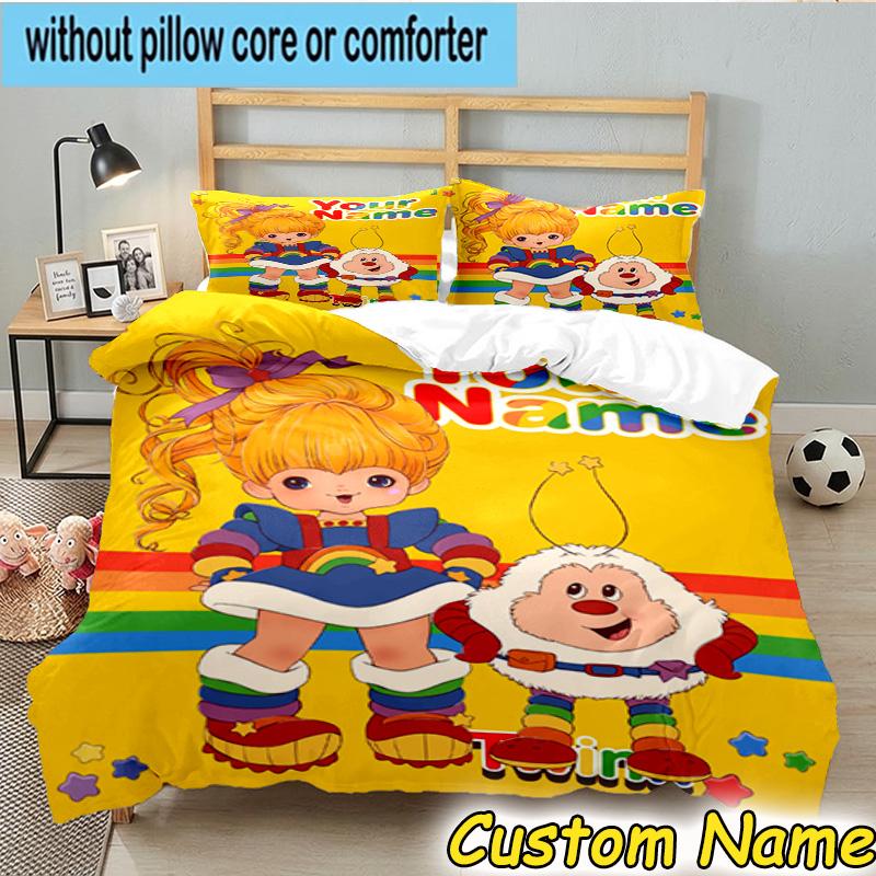3pcs Custom Name Rainbow Adventure Bedding Set Includes 1 Duvet Cover & 2 Pillowcases for All Seasons Dormitory Home Decor Christmas gifts