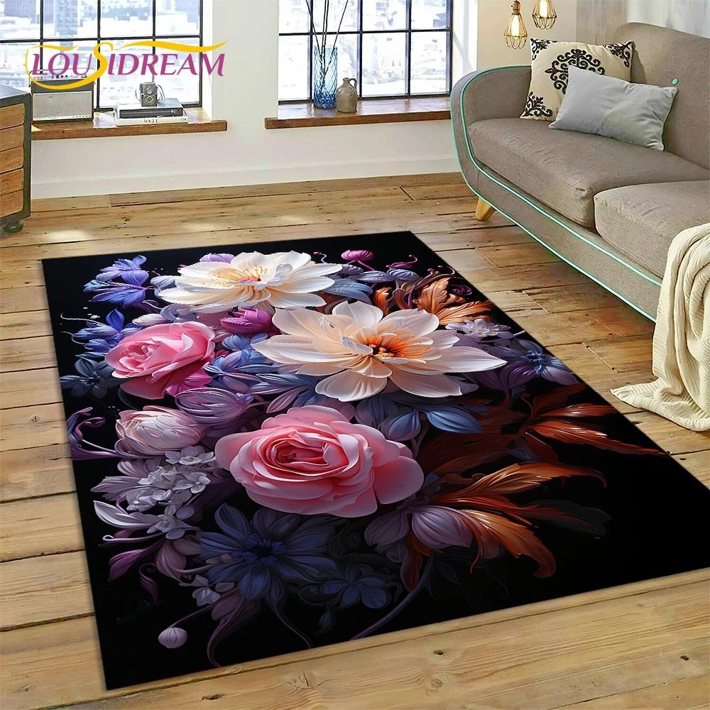 3D Dream Sun Flowers Nordic Daisy Rug Ковер для гостиной Спальня Домашний декор, Нескользящее украшение для дивана Коврик Подарки для детей