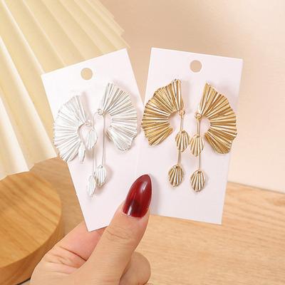 Женские массивные серьги-подвески, серьги в форме веера с листом гинкго, винтажные богемные текстурированные серьги-подвески, ювелирные подарки для нее