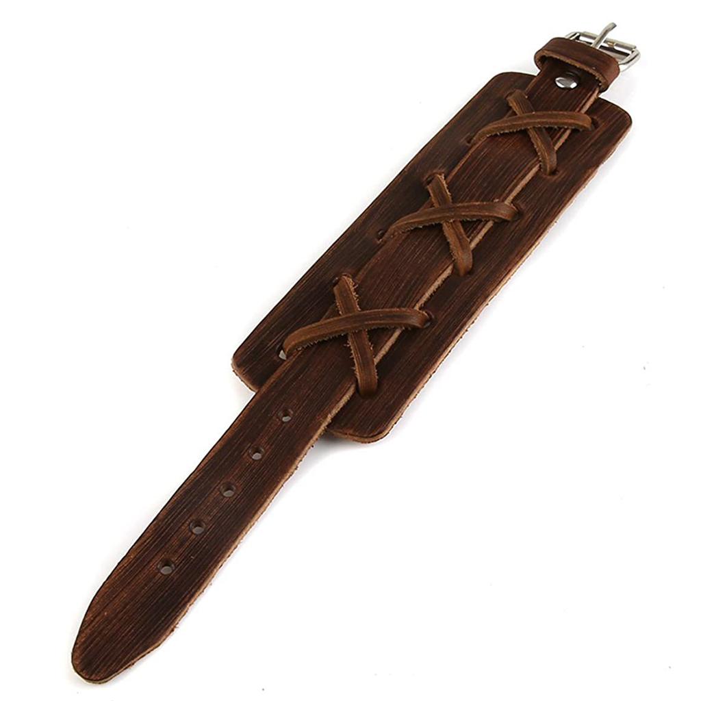 1 шт. Винтажный панк браслет-манжета из натуральной кожи для мужчин ручной работы кожаный браслет стимпанк ювелирные изделия мужские браслеты