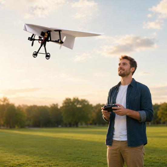 yangyizhi Remote Control Paper Airplane Kit with Gyro Stabilizer, DIY Electric RC Plane Power Module Dual Propellers, Aircraft Launcher Transmitter