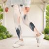 Girls Full Length Fitted Stretch Waist Printed Yoga Leggings Off White Blue Beige
