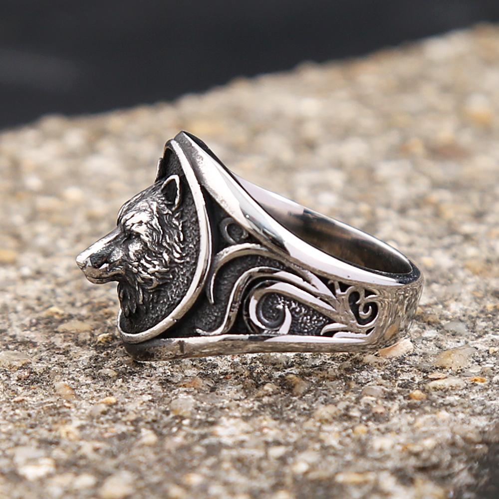 Новое креативное кольцо с головой волка в стиле викингов для мужчин и женщин, модные кольца из нержавеющей стали в стиле панк, винтажные ювелирные изделия, подарки, дропшиппинг