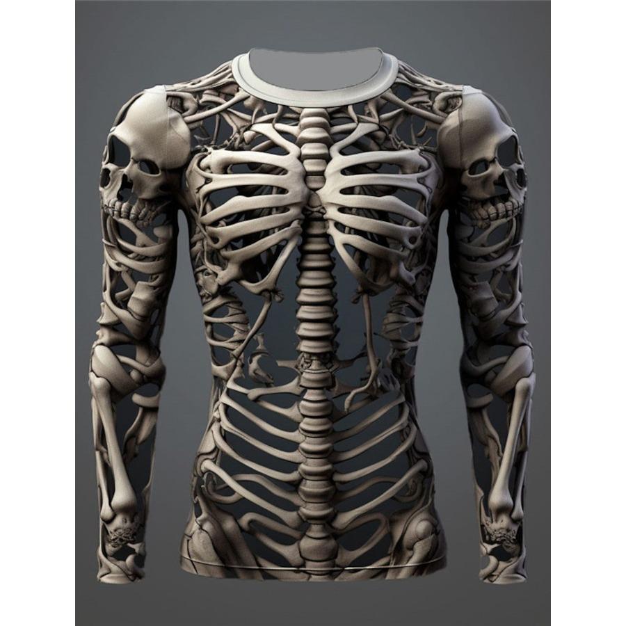 Осенние персонализированные футболки со скелетами, весенний топ с круглым вырезом и длинными рукавами, мужская спортивная одежда с буквами, винтажная футболка с 3D-принтом больших размеров