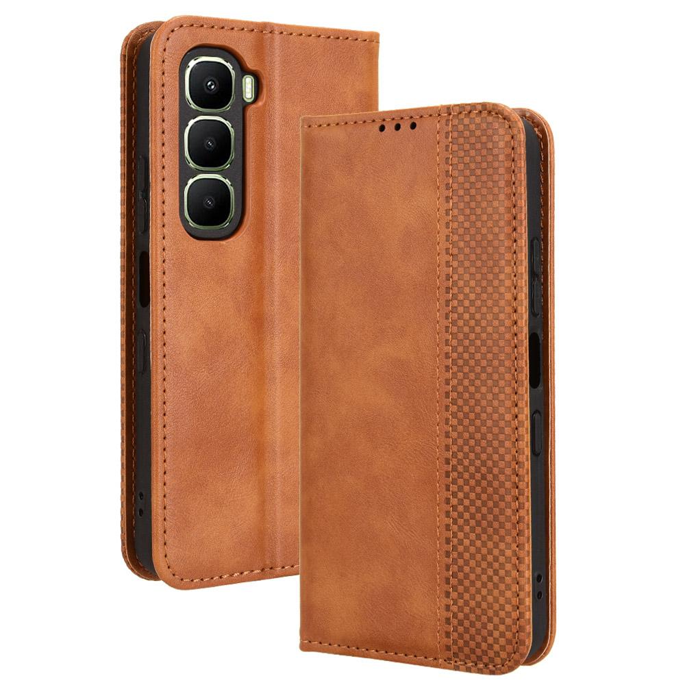 Кожаный чехол-кошелек с подставкой для Infinix Hot 60 5G/60i 4G, чехол для телефона с ретро-текстурой