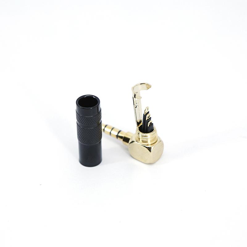 4 Poles Jack 3.5mm 90 Degree Right Angle 1/8" Earphone Plug 3.5 Audio black Adapter Gold Solder 3.5mm Headphone Wire Connector