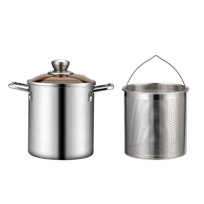 3L Deep Fryer Pot Small Stainless Steel Deep Frying Pot Fish Pot Japanese Tempura Fry Pot for Kitchen French Fries Chicken
