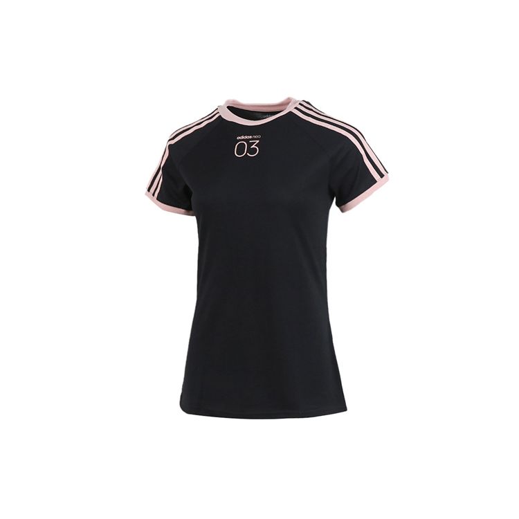 adidas Женская футболка с коротким рукавом Neo с тремя полосками, черная GL1190