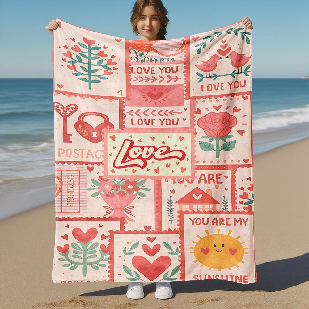 1pc Love Sunshine Outdoor Flannel Blanket Soft Warm All-Season Throw for Sofa Bed Car Camping Office, Cozy Gift Idea1159S