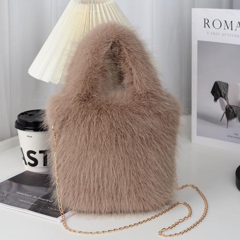 Новая плюшевая сумка-клатч из искусственного лисьего меха, сумка-тоут, осенне-зимняя сумочка, универсальная сумка-мессенджер на цепочке