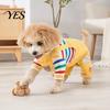Small Dog Clothing Colorful Striped Jumpsuit, Cute Bear Prints, Cozy Cartoon Pattern Wear Puppy Onesie Clothes, Four-Leg Outfit for Dogs Jumpsuit