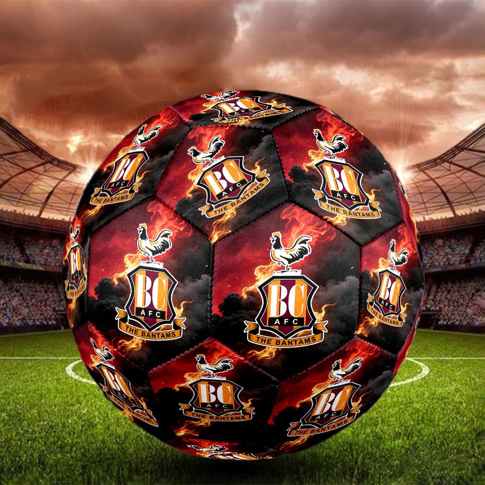 Футбольный мяч Bradford City AFC, размер 5. Стандартный мяч для матчей и тренировок. Идеальный подарок для фанатов футбола.