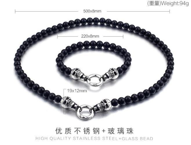 Men's Trendy Stainless Steel Bracelet with Skulls Lava Stone Beaded Bracelets for Gift Wedding Featuring Zircon As Main Stone