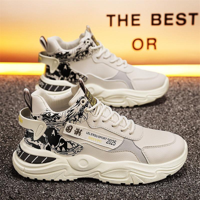 Мужская обувь 2024 новая осень молодежная спортивная обувь трендовая универсальная повседневная обувь для папы высокие кроссовки на платформе для бега