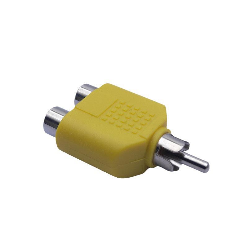 Никелированный RCA-адаптер 1-в-2, 4-цветный, яркий RCA-штекер на два RCA-гнезда, конвертер.