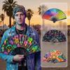 Gradient Colorful Folding Hand Fan Leopard Print Reflective Fan Classical Dance Fan  Rave Event